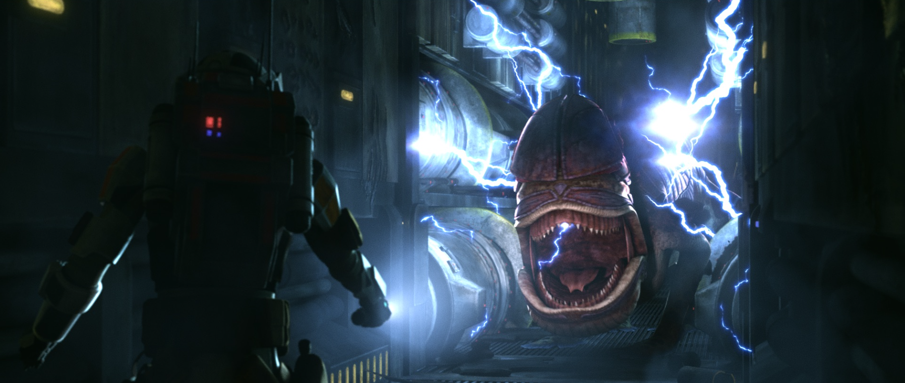 Aboard the ship, Tech encountered a Zillo Beast, the same species that attacked Coruscant during the Clone Wars.