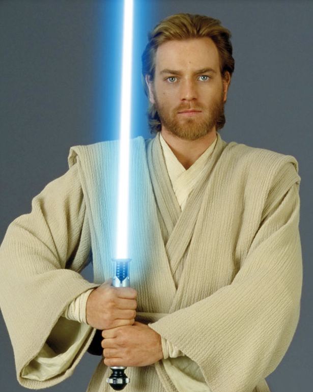 Obi-Wan Kenobi adopts a Form I stance.