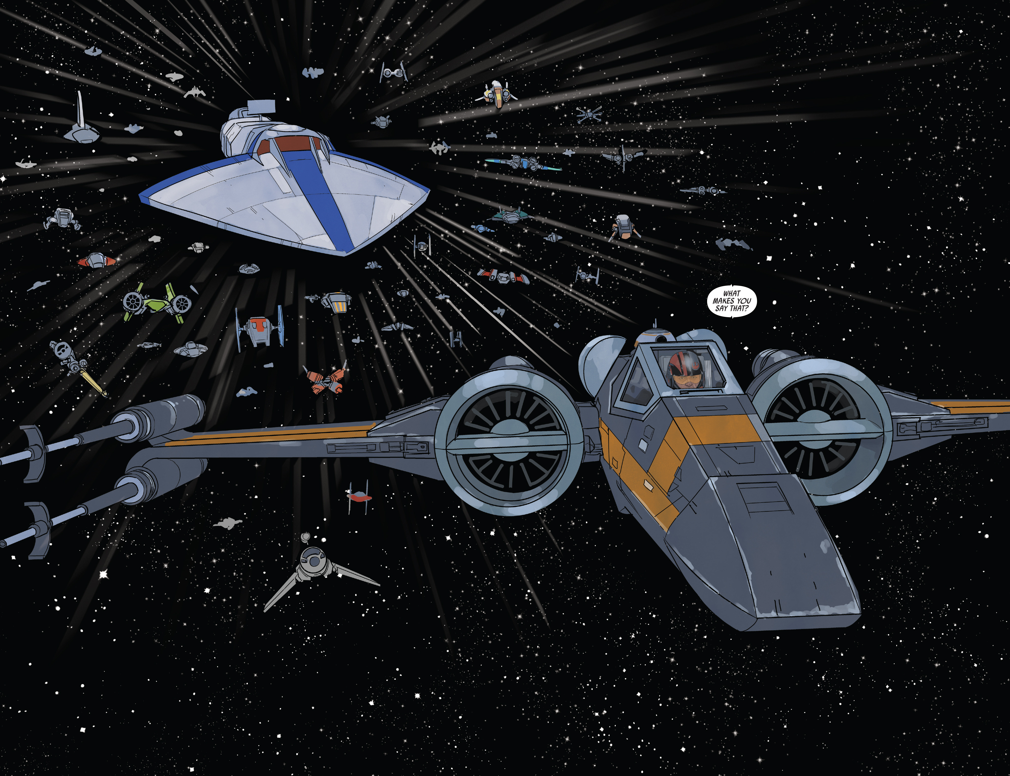 The Ranc fleet ambushing Poe Dameron