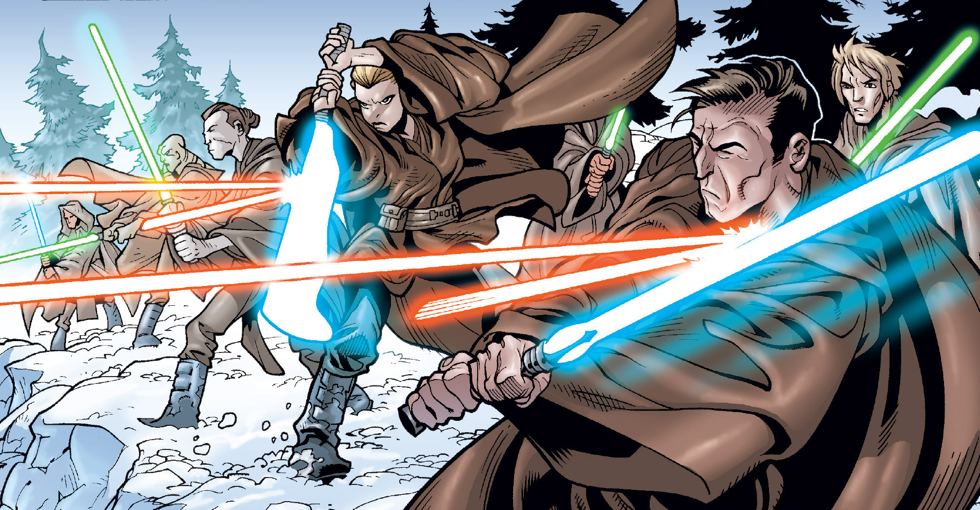 Dooku deflects blaster bolts.