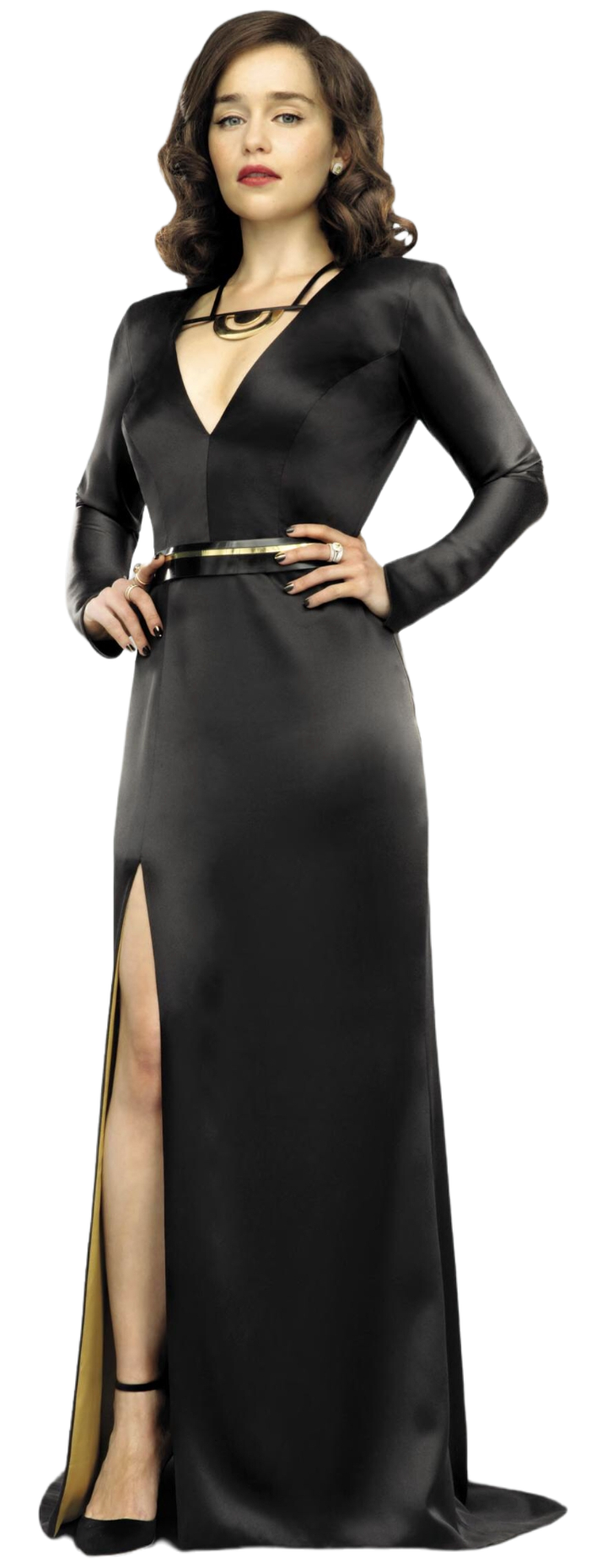 Qi'ra wore an elegant black gown during the gala on board the First Light