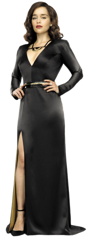 Qi'ra wore an elegant black gown during the gala on board the First Light.