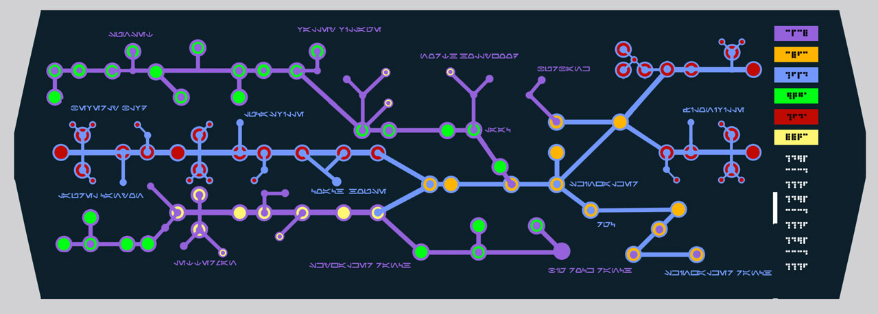 A subtram map created for "To Catch a Jedi", using alternate Aurebesh numerals