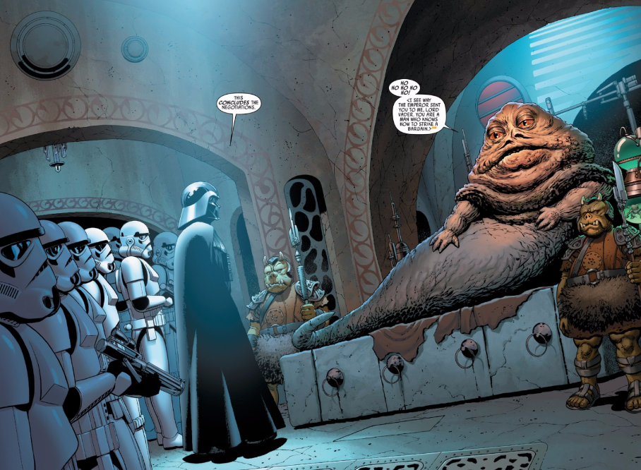 Vader concludes negotiations with Jabba.