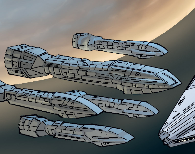 Five ships of the Rendili Home Defense Fleet.