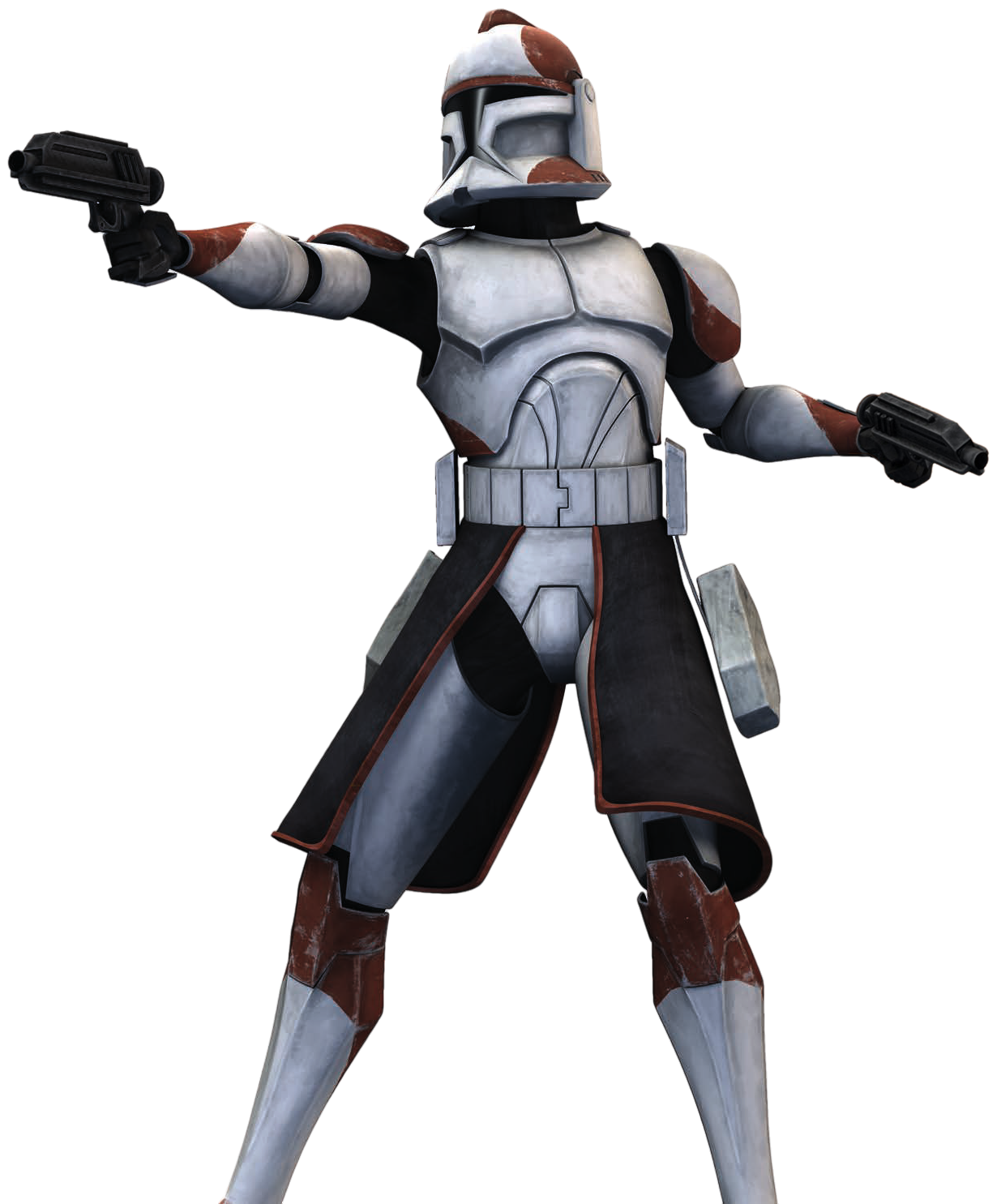 Ponds was equipped with Phase I clone trooper armor and dual DC-17 blaster pistols.