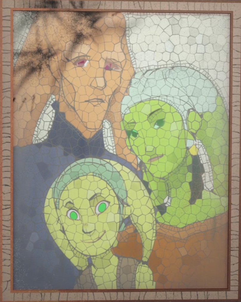 Artwork of Hera with her parents.