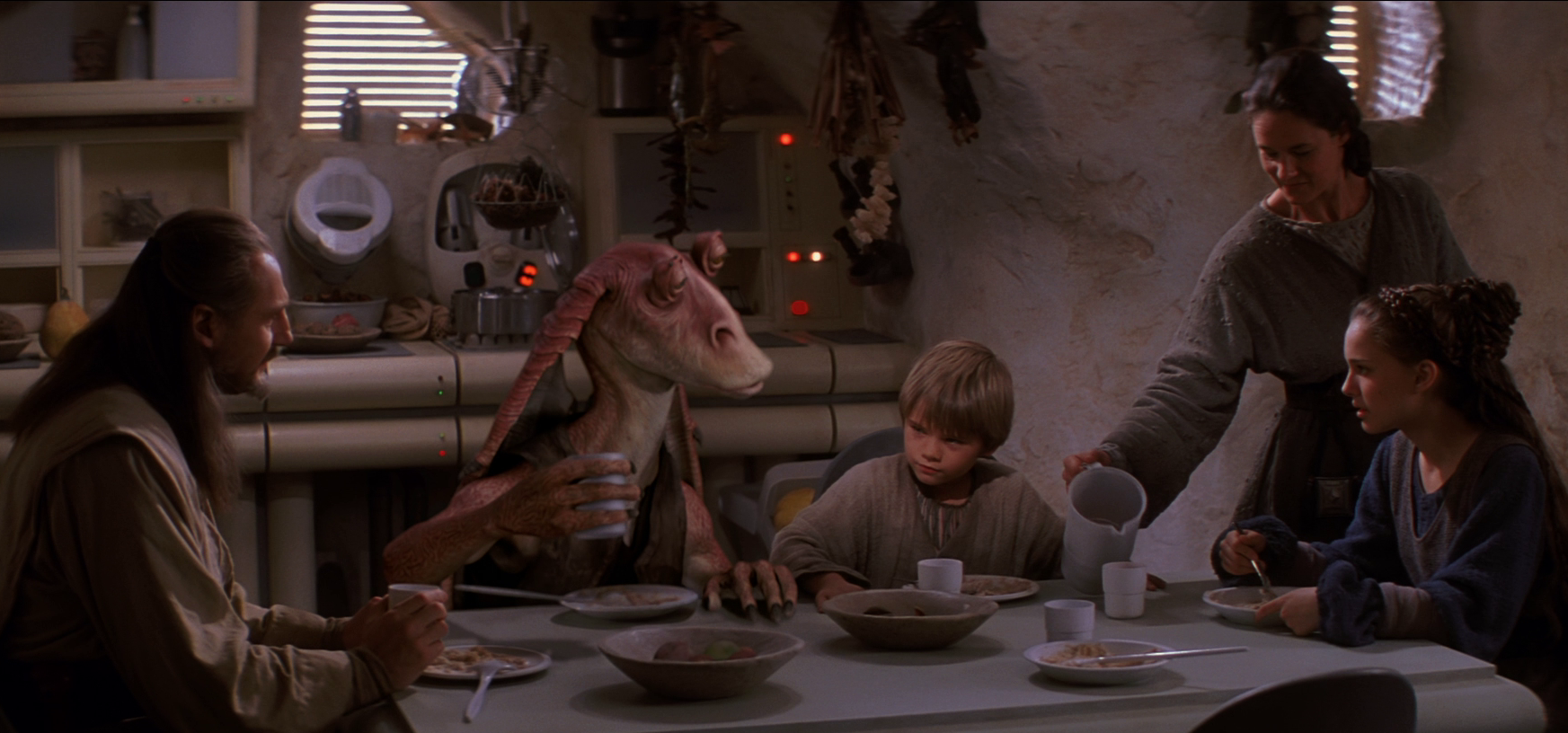 The Skywalkers befriended Jedi Master Qui-Gon Jinn and his companions when they were stranded on Tatooine.