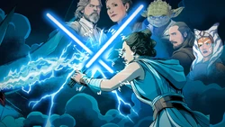 Rey w Luke Leia Yoda Jinn Tano