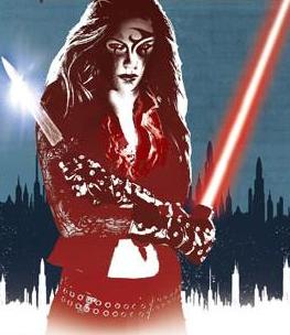 Vestara Khai, with her shikkar and lightsaber