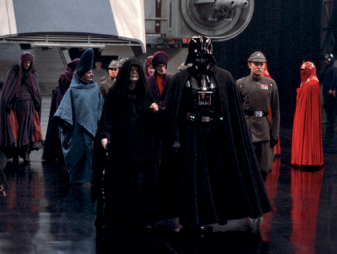 Emperor Palpatine and his six Advisors arrive aboard the second Death Star.