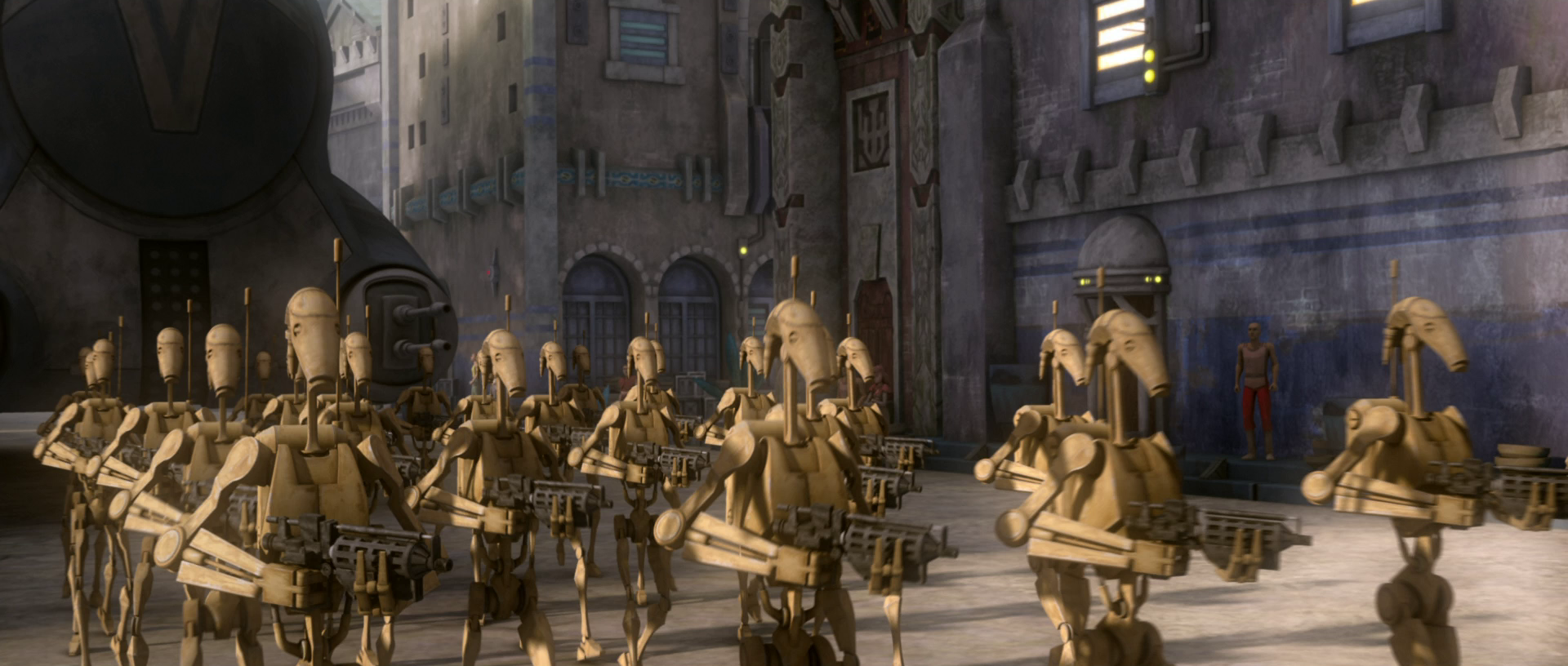 Dooku sent battle droid reinforcements to strengthen the Separatists' hold on Iziz.