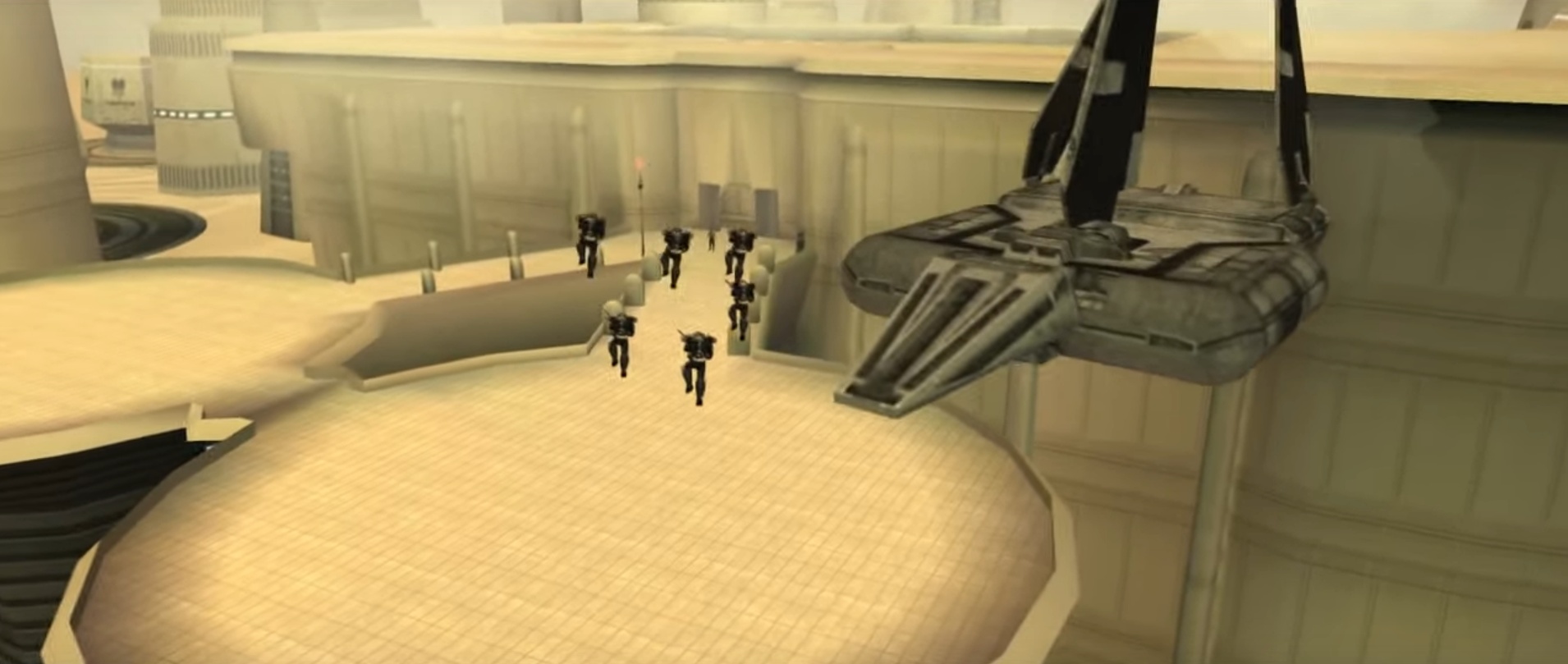 An Imperial landing craft deploying Dark troopers