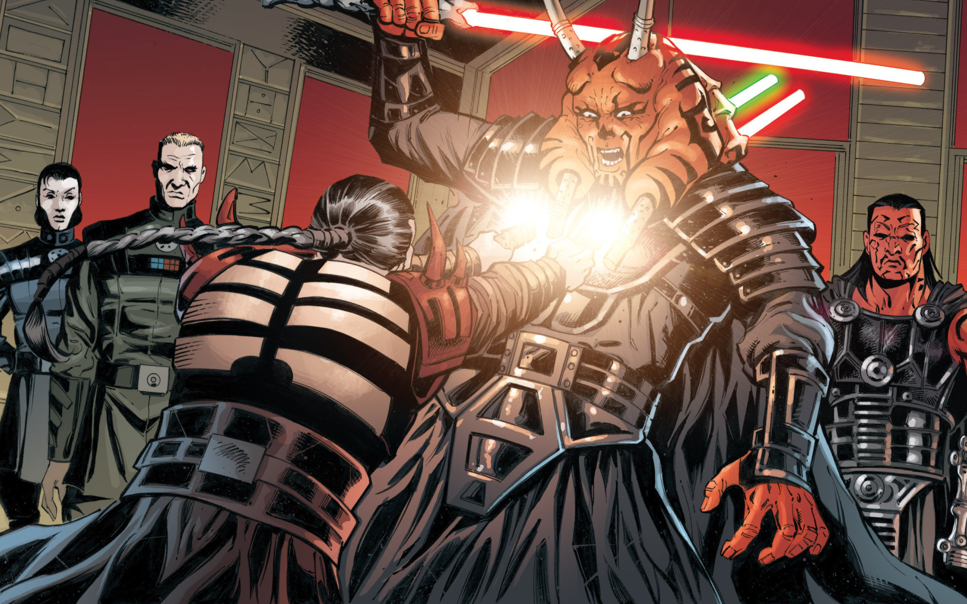 Darth Krayt kills Darth Wyyrlok with shiak.