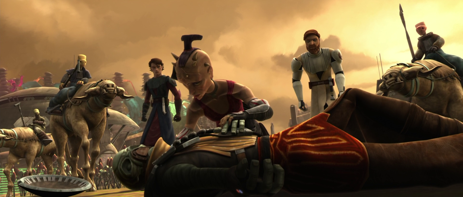 Skywalker and Kenobi helping bounty hunters on Felucia