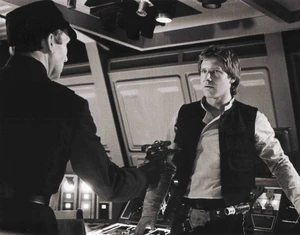 Harrison Ford slapped Barrie Holland across the face during the first take of their scene together.