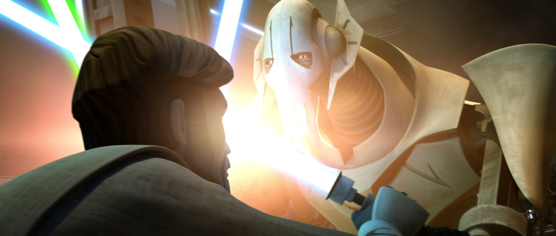 Kenobi and Grievous duel aboard the Negotiator.