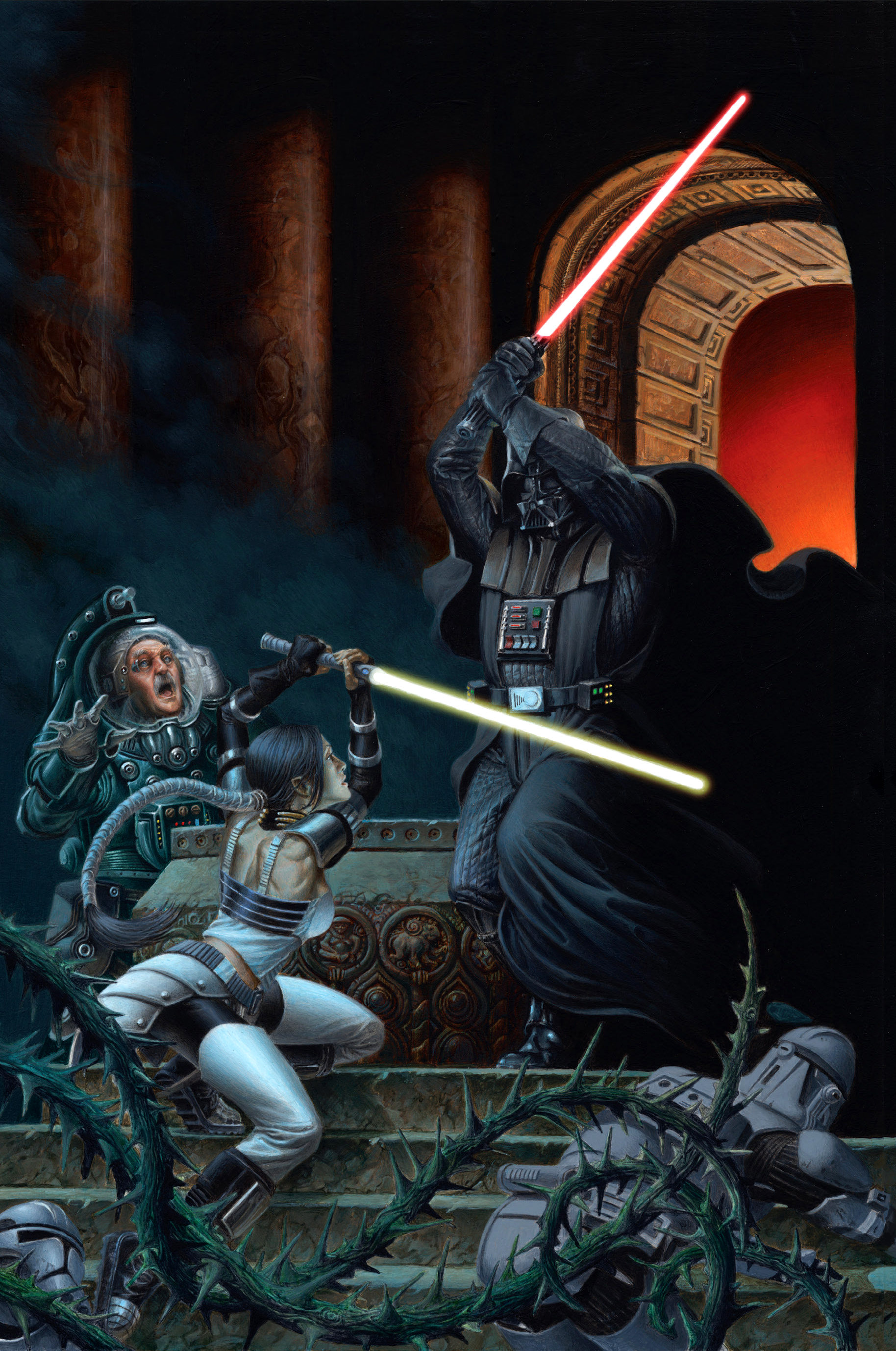 Vader battling Celeste Morne for possession of the Muur Talisman