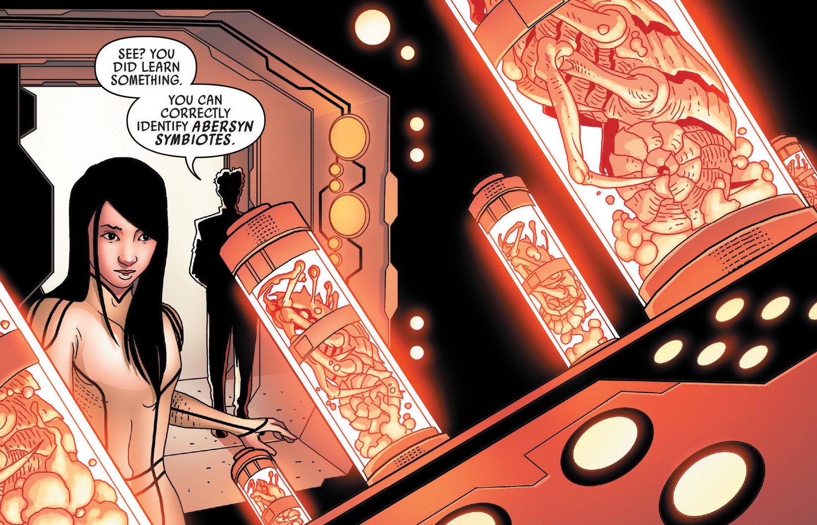 Sava Toob-Nix reveals his secret abersyn symbiotes to Aphra on Bar'leth.