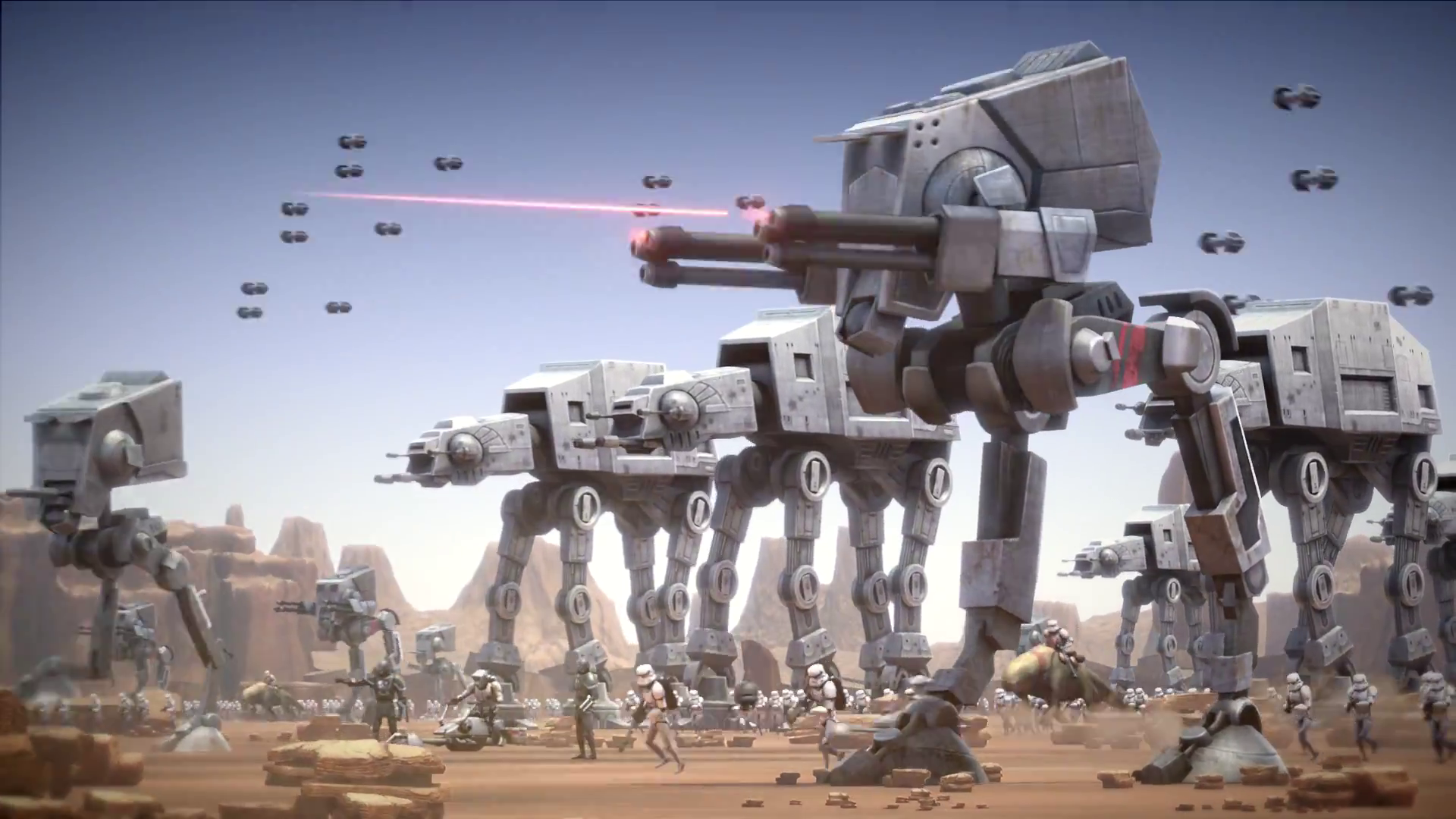 An AT-ST Mark III marches into battle