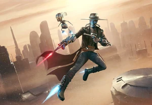 Bane wore rocket boots and wielded dual LL-30 blasters.