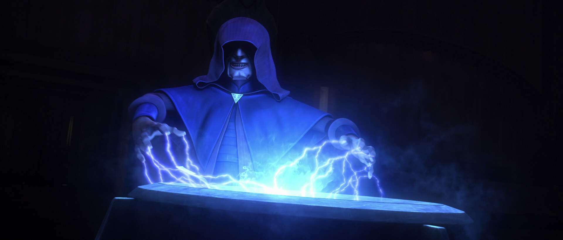 Darth Sidious conducts the Dark side ritual.