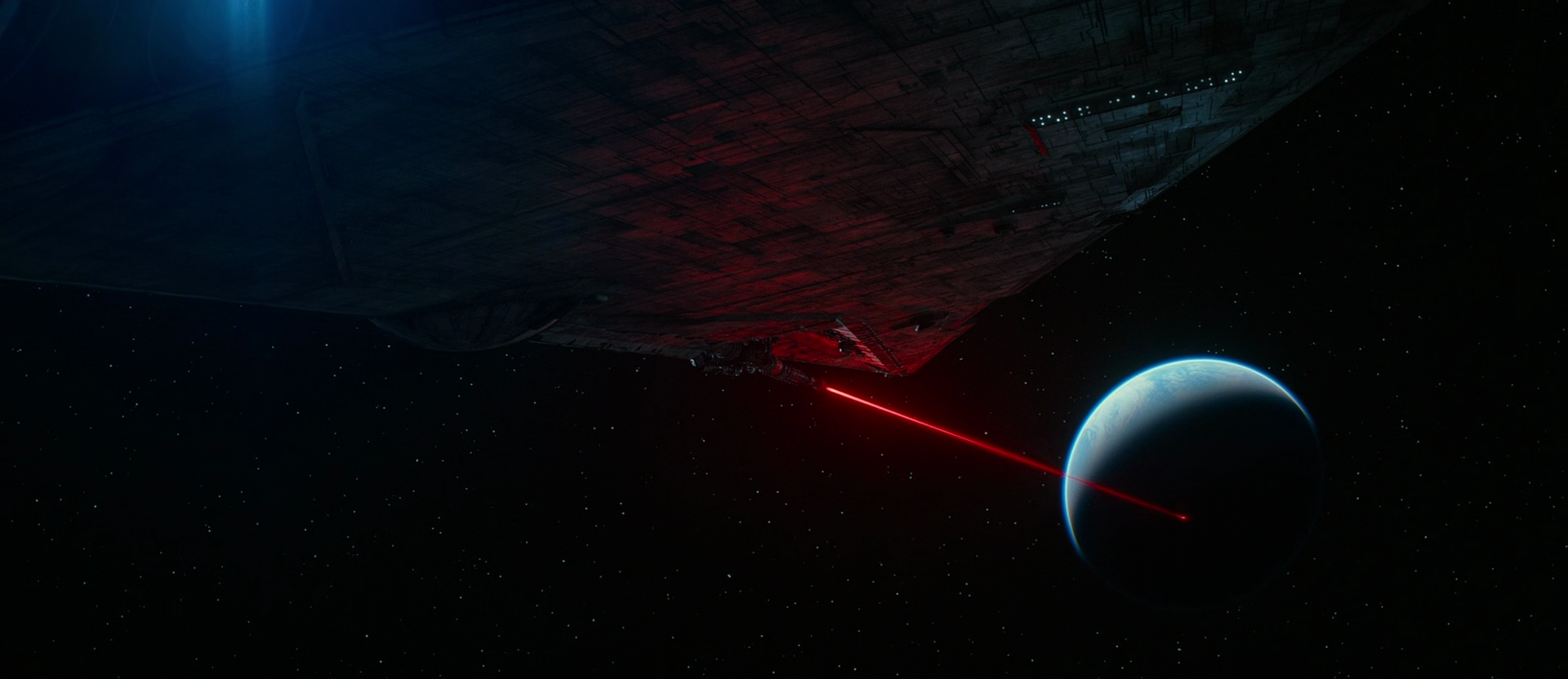 A Xyston-class Star Destroyer firing its axial superlaser at Kijimi.