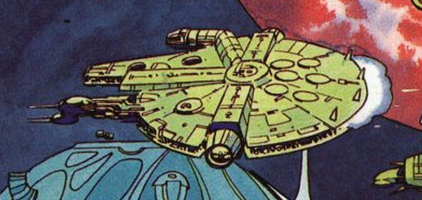 The Millennium Falcon equipped with the lightning gun