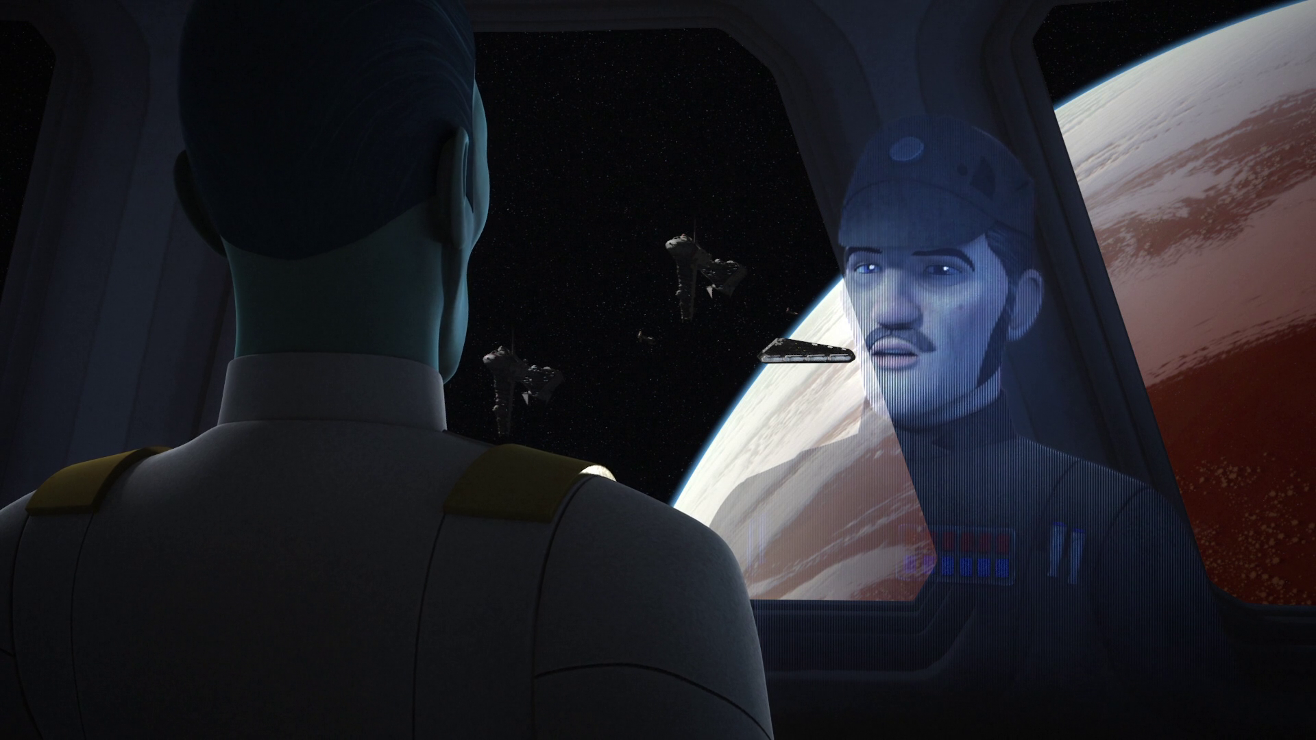 Grand Admiral Thrawn warned Admiral Konstantine to keep his Interdictor back.