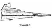 Un Carrack confrontato con uno Star Destroyer