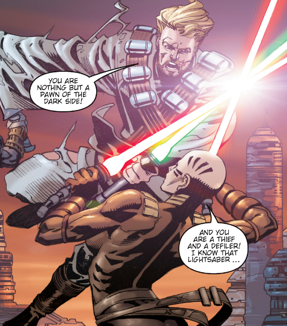 Kenobi battles Asajj Ventress.