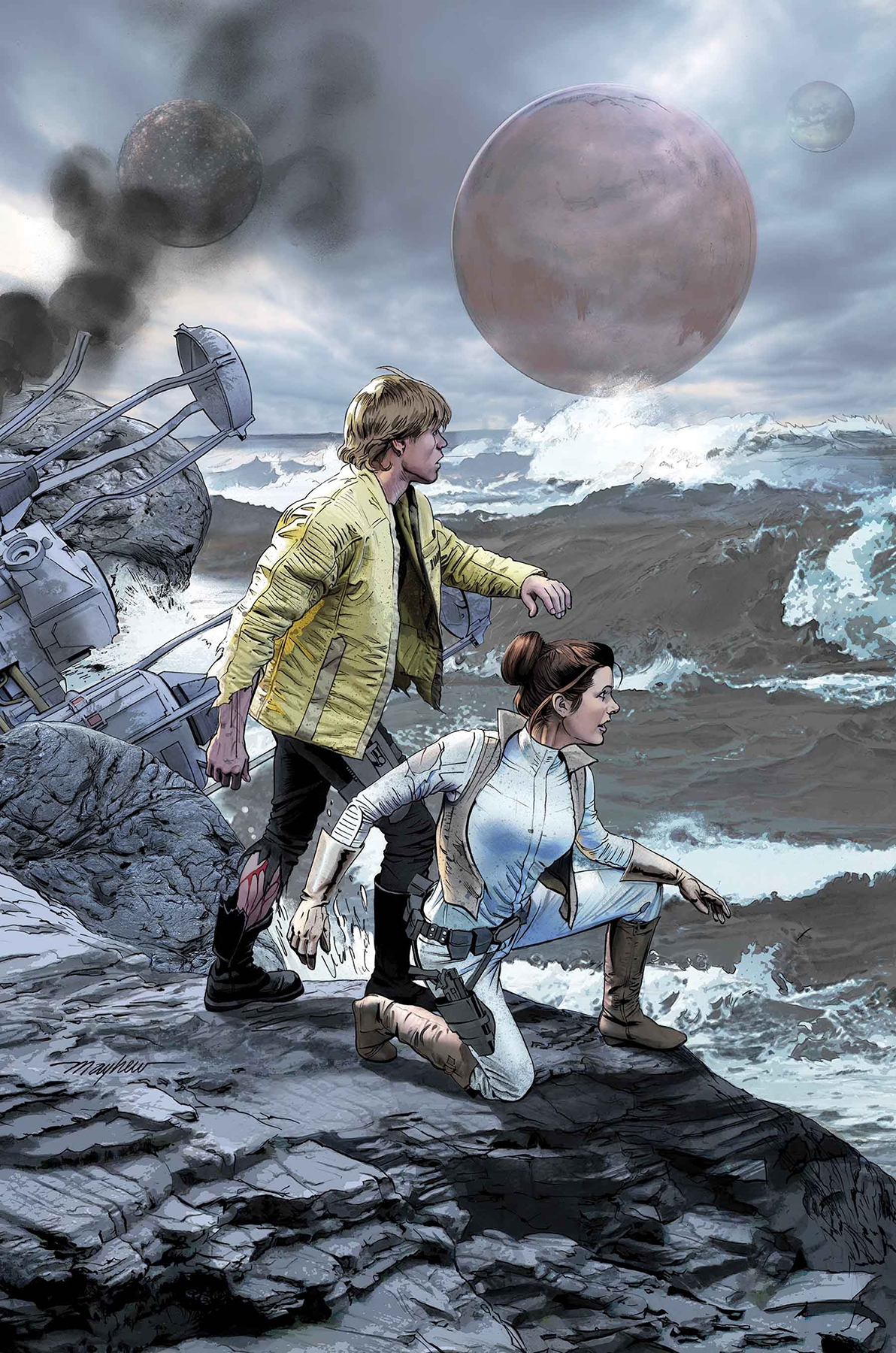 Luke and Leia were stranded on an oceanic planet for three weeks.