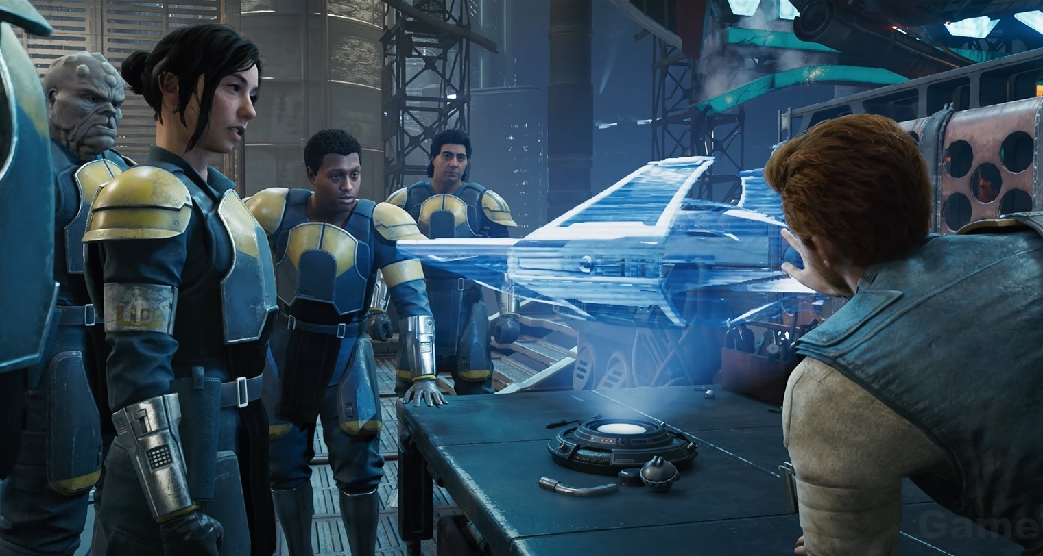 Cal discussed the mission on Coruscant with his crew.