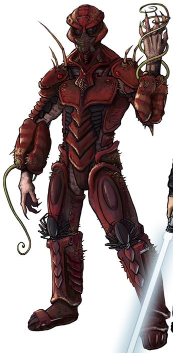 A Yuuzhan Vong pilot in vonduun crab armor.