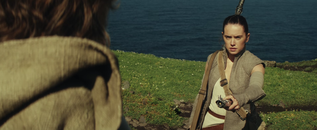 In the culmination of the search for Tekka, Rey presents Skywalker with his old lightsaber as a symbol of hope.