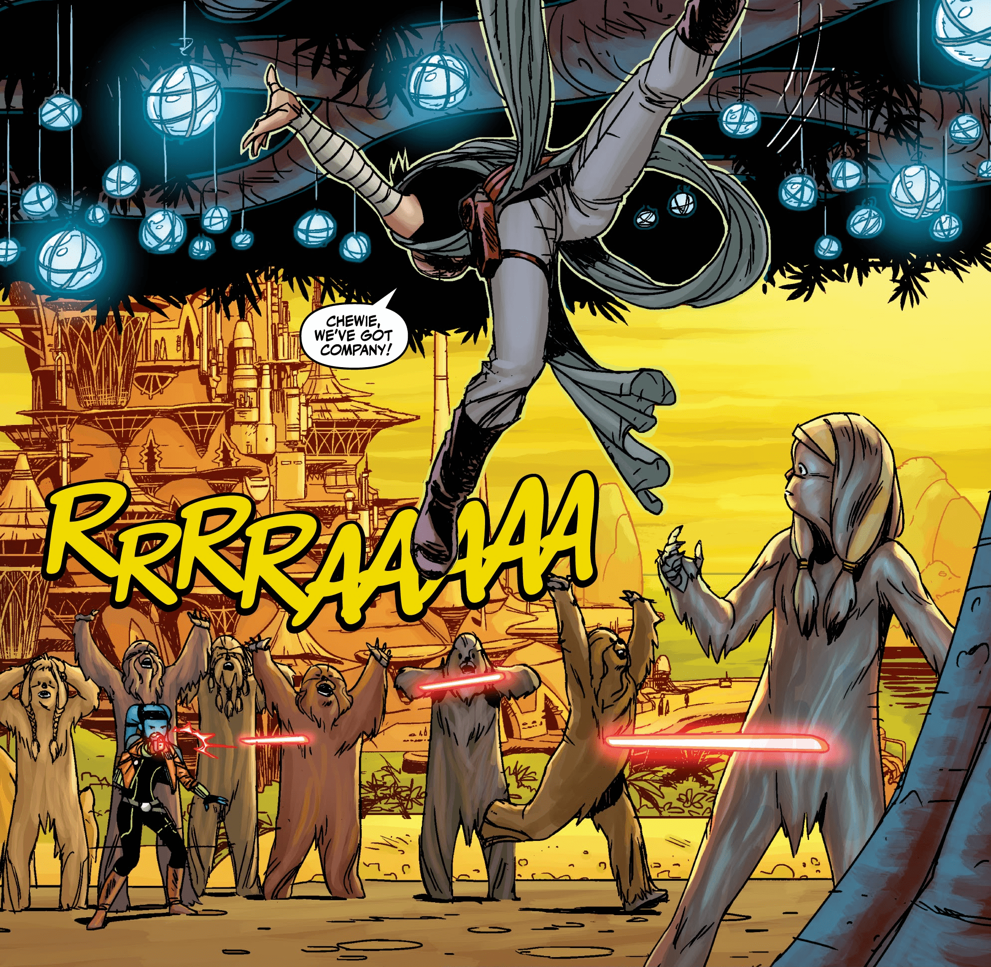 Rey was attacked on Kashyyyk by a bounty hunter during Life Day.