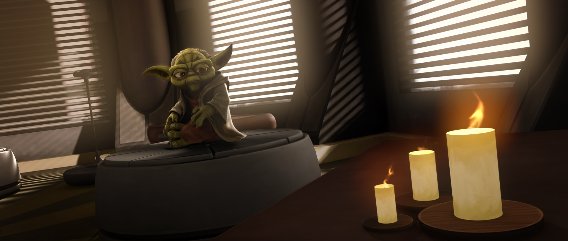 Yoda hears the voice of Qui-Gon Jinn.