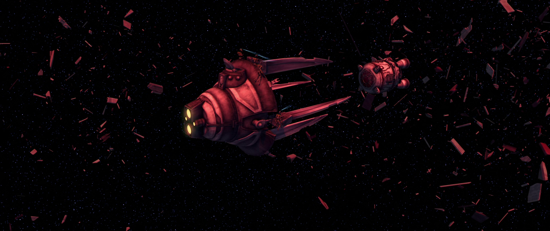 A pod hunter latches onto Plo Koon's escape pod