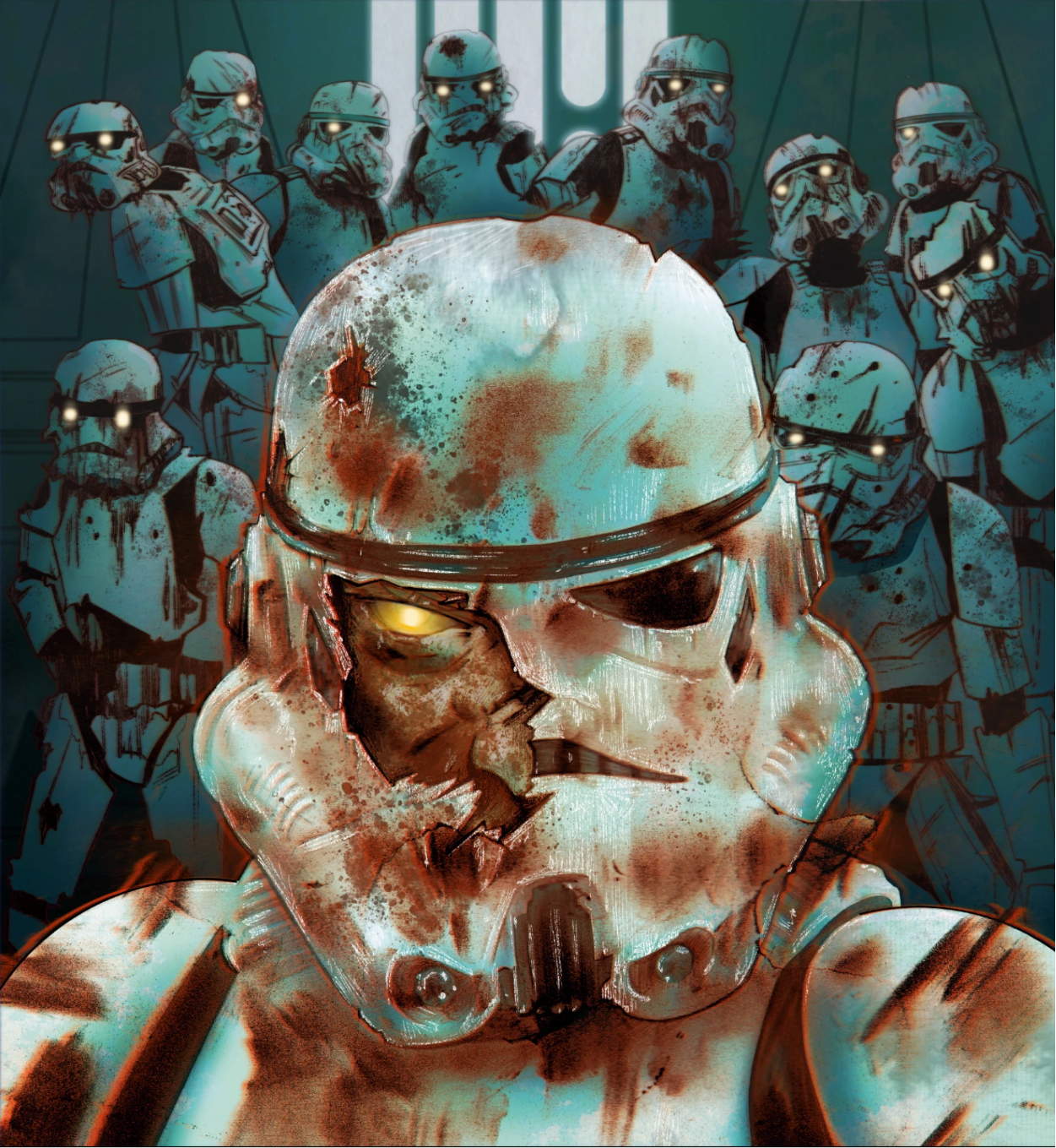 The Vector was overrun by "the Sickness" (infected stormtroopers pictured).