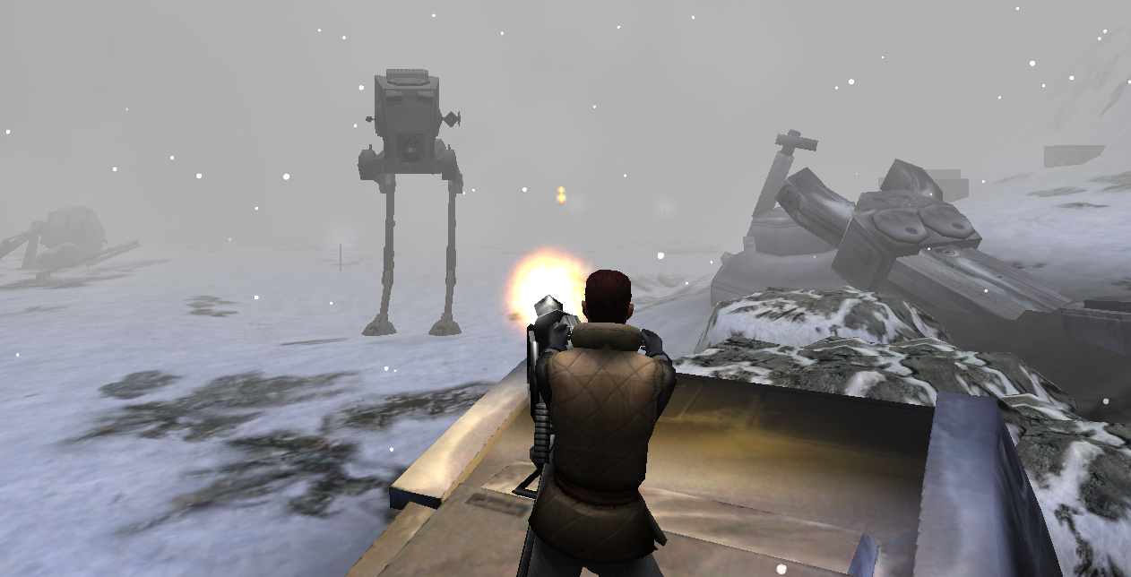 Korr arms himself with an E-Web heavy repeating blaster on Hoth.