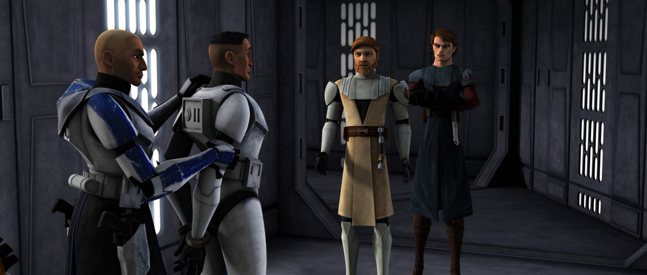 Rex turns the traitorous Slick in to Skywalker and Kenobi.