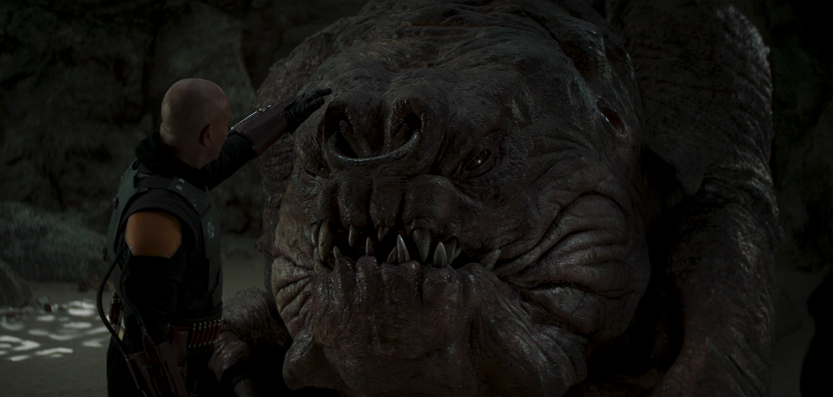 A rancor was given to Fett as a parting gift by the Twins, who returned to Nal Hutta following the arrival of the Pyke Syndicate.