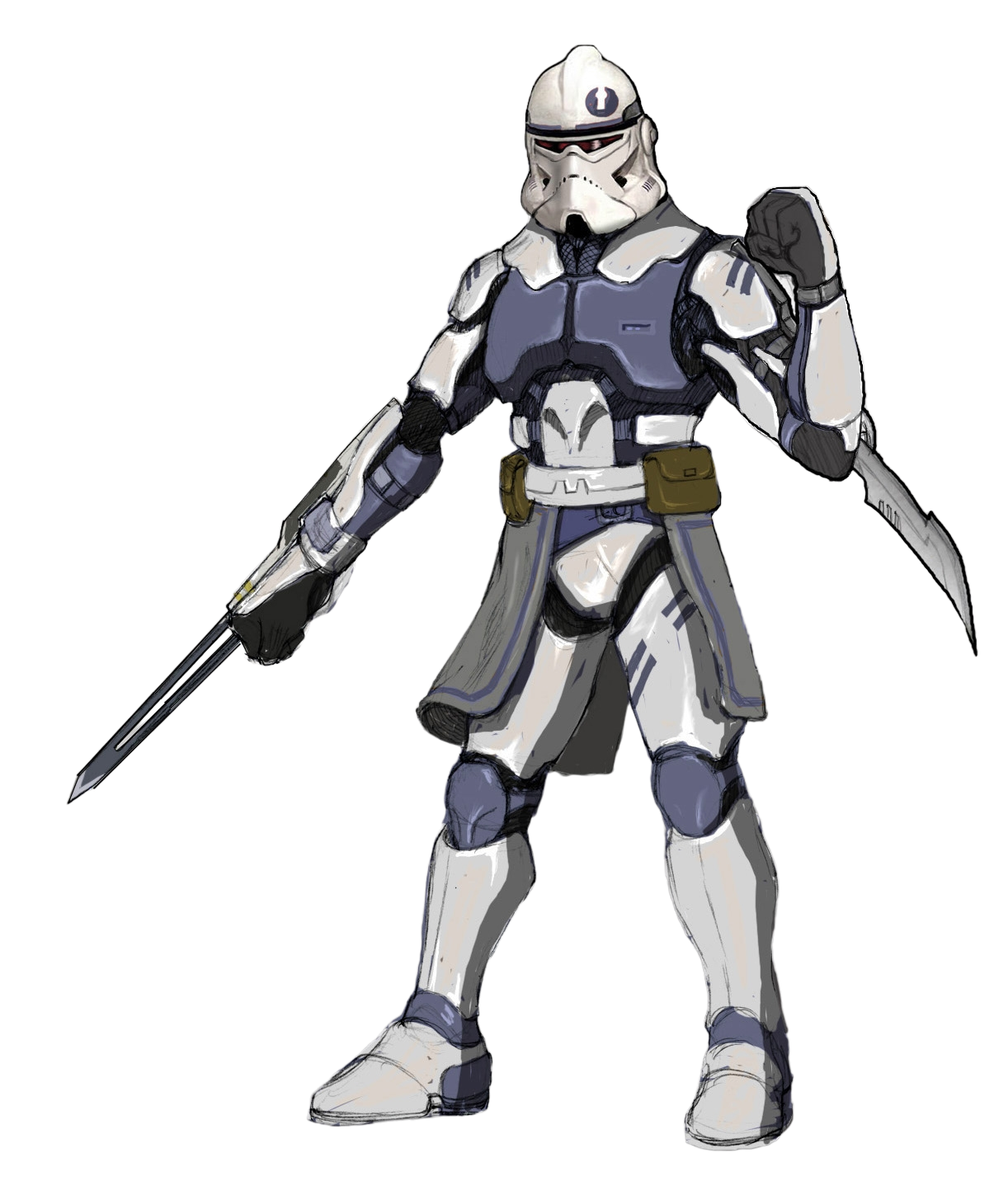 Clone assassins wore an armor variant outfitted with vibro-blades.