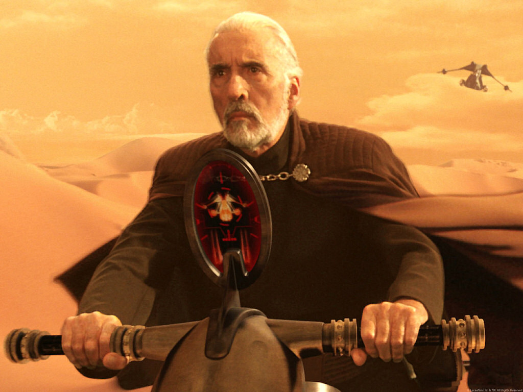 Dooku riding his speeder.