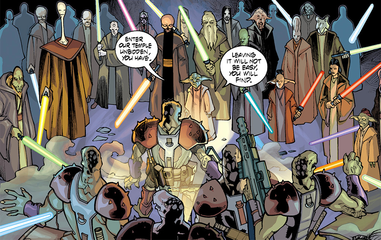 The Yinchorri intruders at the Jedi Temple are cornered