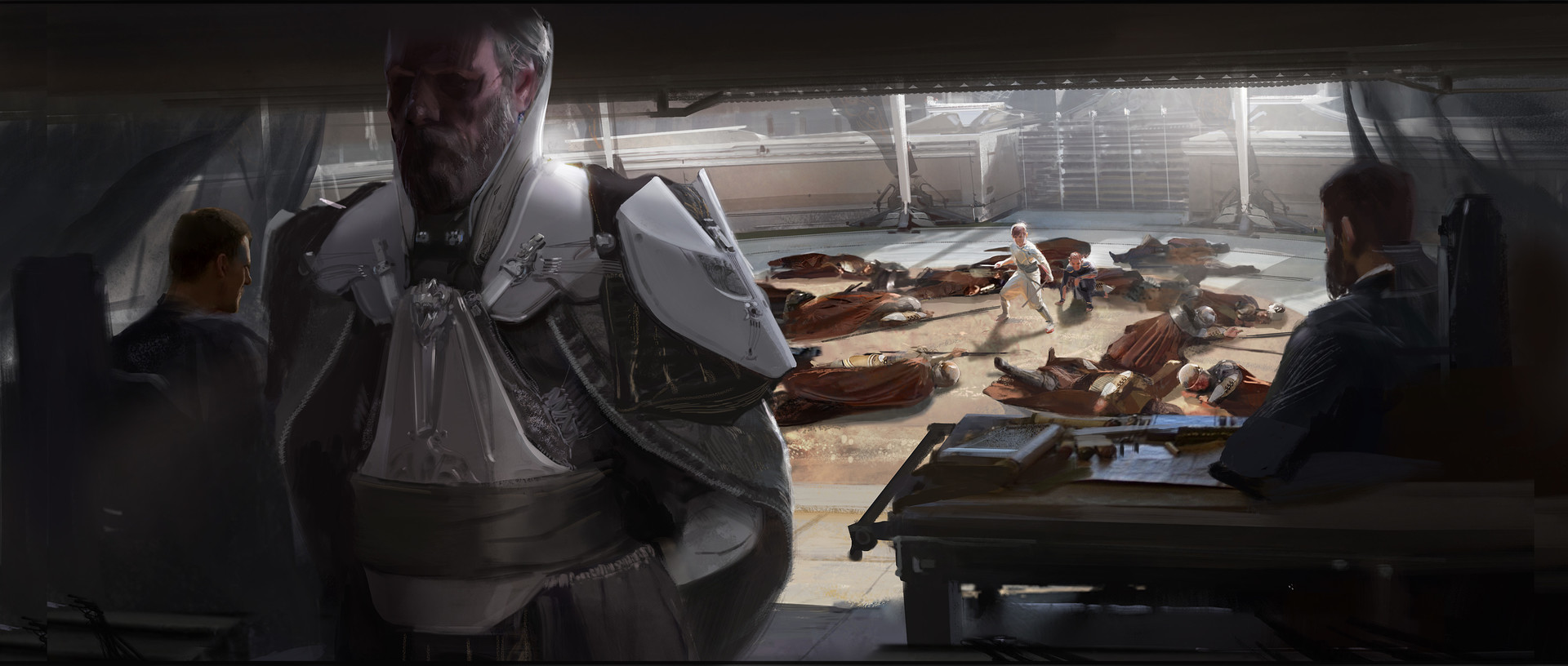 Valkorion observes the training of his sons, Arcann and Thexan.