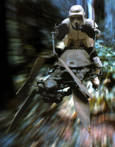 Although skilled at riding speeder bikes, scout troopers were notorious for the reputation as "biker scouts."