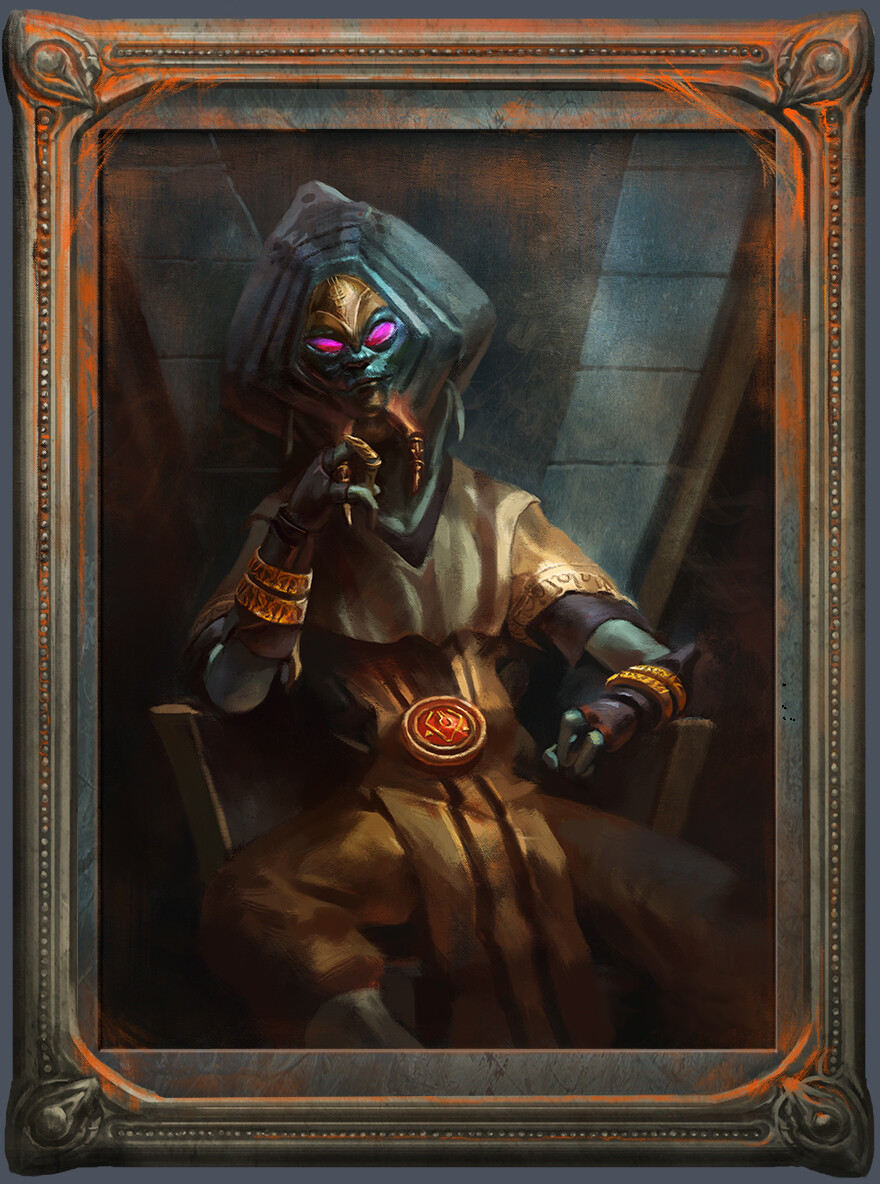 A portrait of Lom Pyke was found in Yudrish Sedran's office while he was under investigation by the Coruscant Security Force.