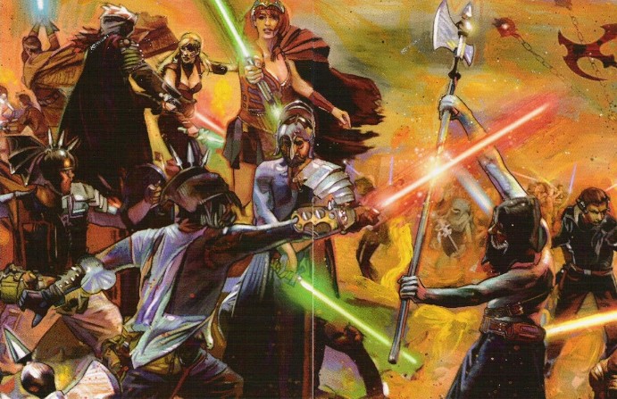 Jedi and Sith battling on Ruusan