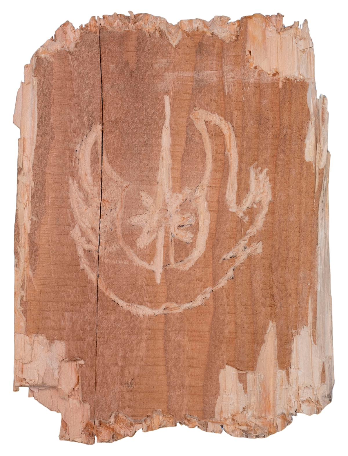 A shard of wall ripped from a Hidden Path safehouse displaying the symbol of the Jedi Order